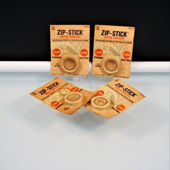 Vintage Sewing Seamstress Zip - Stick Zipper Adhesive By Zip-Pak Pat Pending - Picture 1 of 5